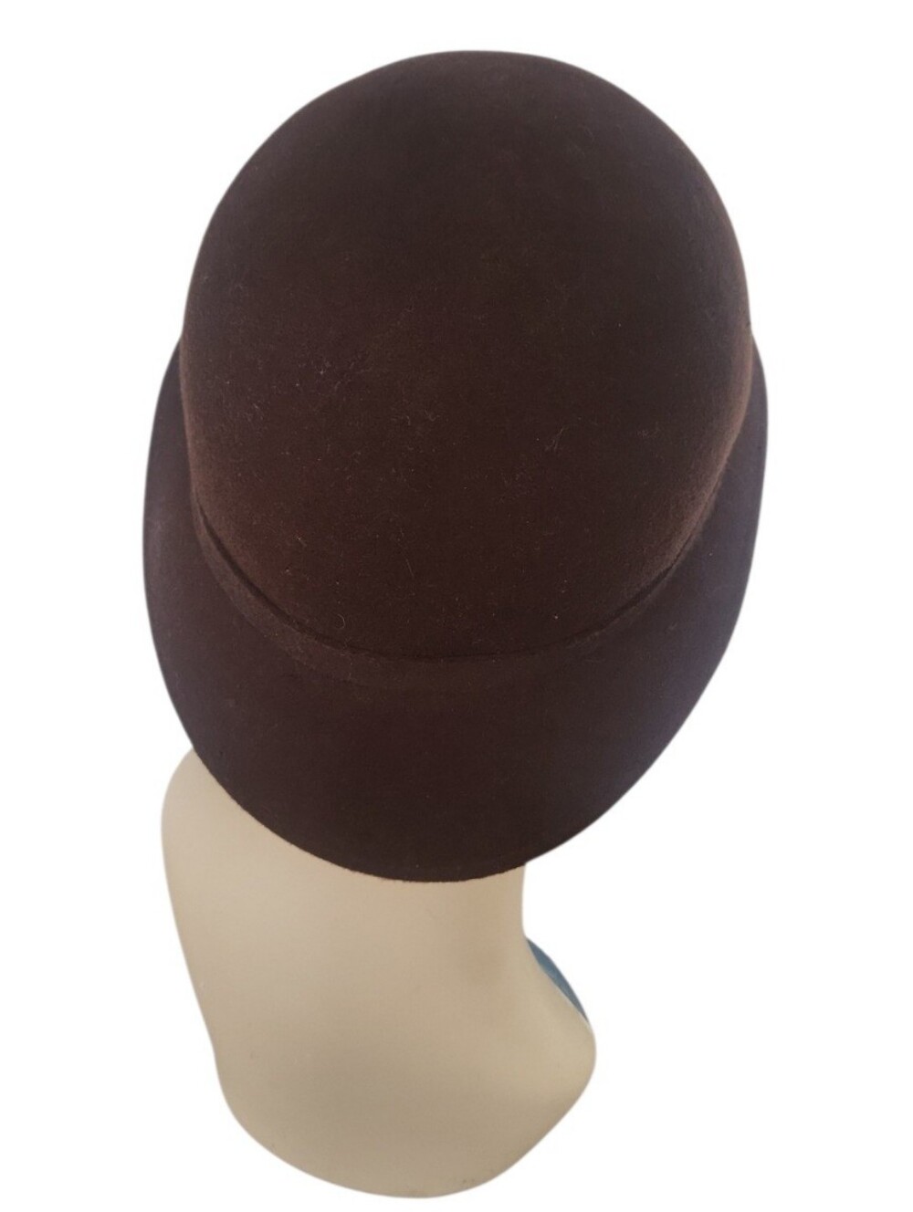 Vintage Magid Chocolate Brown Felt Cloche Hat With Feather Accent Boho ~Flapper - Picture 4 of 8